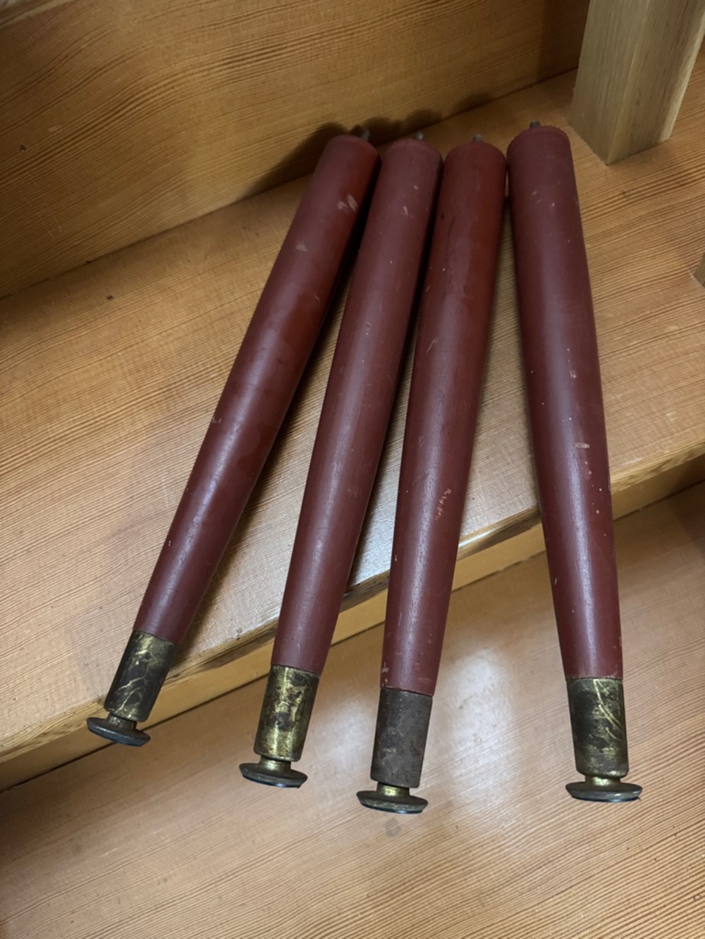 Set of 4 Vintage Tapered Furniture Legs in Deep Red